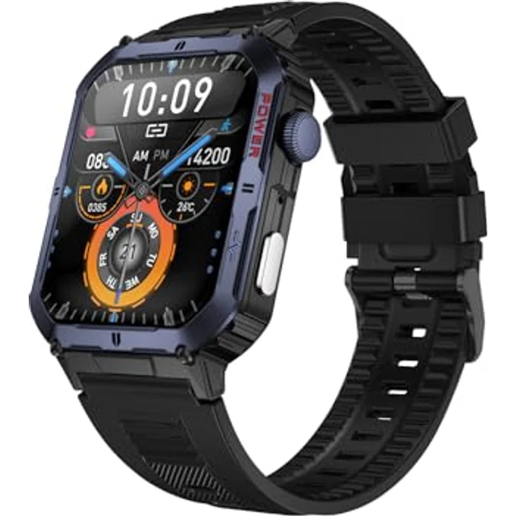 Trevi T-FIT 500 S Smartwatch mit 2,06 Zoll AMOLED-Display, Always On Full Touch, kabellose Anrufe, Schlafüberwachung, Schritte, Herzfrequenz, Fitness-Tracker, wasserdicht, Blau – Bild 1