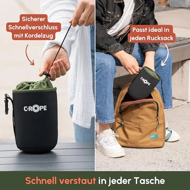 C-Rope Neopren Objektivbeutel, Fleece-Fütterung, XXXL, stoßfest, ideal für Objektive und Kamerazubehör – Bild 3