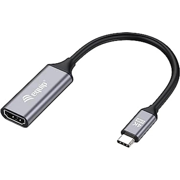 Equip 133491 USB-C-auf-HDMI-2.0-Adapter, 4K/60Hz mit vergoldeten Anschlüssen, 15 cm Kabellänge, Aluminiumgehäuse