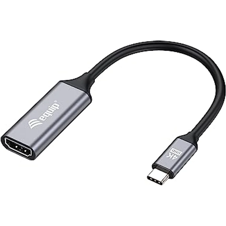 Equip 133491 USB-C-auf-HDMI-2.0-Adapter, 4K/60Hz mit vergoldeten Anschlüssen, 15 cm Kabellänge, Aluminiumgehäuse – Bild 1