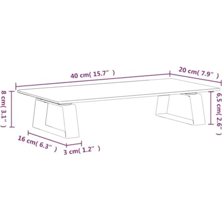 vidaXL Monitorständer, Monitorerhöhung mit Stauraum, 40x20x8cm in Schwarz aus Hartglas und Metall, ergonomisches Design mit abgerundeten Ecken – Bild 3