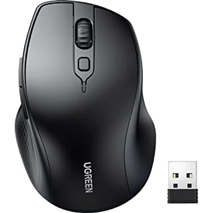UGREEN Bluetooth Maus kabellos (BT 5.0 + 2.4G), 4000 DPI, 18 Monate Akkulaufzeit, Ergonomische, Schwarz – Bild 1