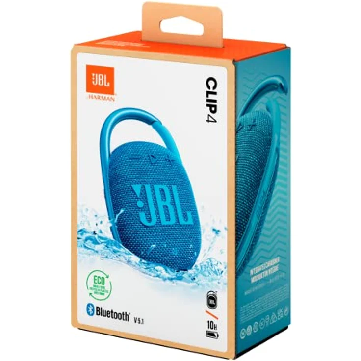 JBL Clip 4 Eco Bluetooth Lautsprecher aus recyceltem Material in Blau – Wasserdichte, tragbare Musikbox mit praktischem Karabiner – Bis zu 10 Stunden kabelloses Musik Streaming – Bild 5