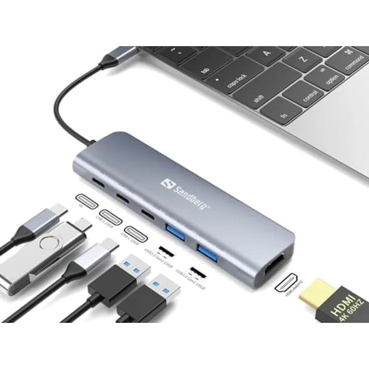 Sandberg USB-C Dock HDMI+2xA+2xC+PD100W, Laptop-Dockingstation mit 136-65 Beschreibung