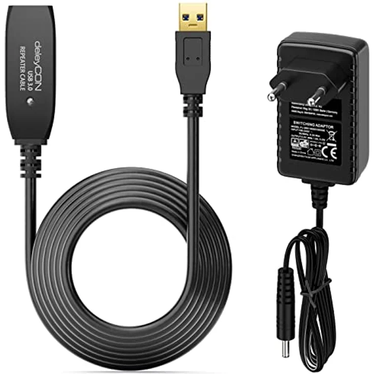 deleyCON MK5214, Aktive USB 3.0 Verlängerung mit Signalverstärker und 5 GBit/s, schwarz – Bild 1