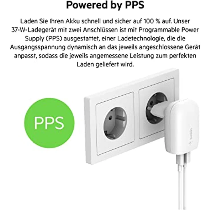 Belkin Dual Netzladegerät 37W USB-C 25W PD + USB-A WCB007vfWH – Bild 7