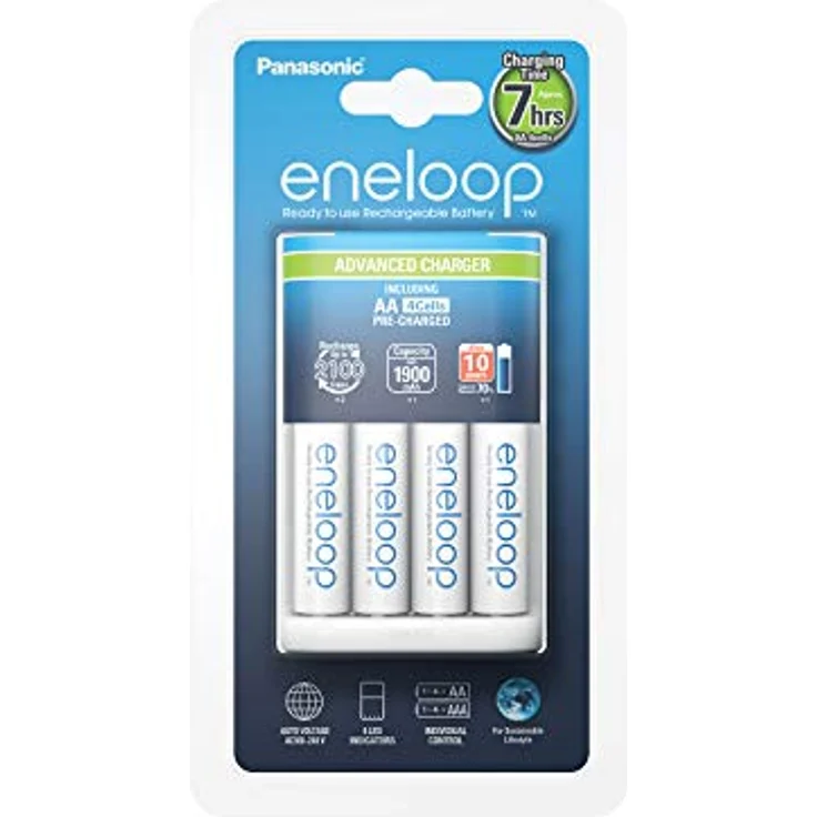 Panasonic eneloop, intelligentes Premium-Ladegerät, für 1-4 Ni-MH Akkus AA-AAA, mit LED-Anzeige und Einzelschachtüberwachung, inklusive 4x eneloop Mignon, min. 1900 mAh, 2100 Ladezyklen – Bild 2