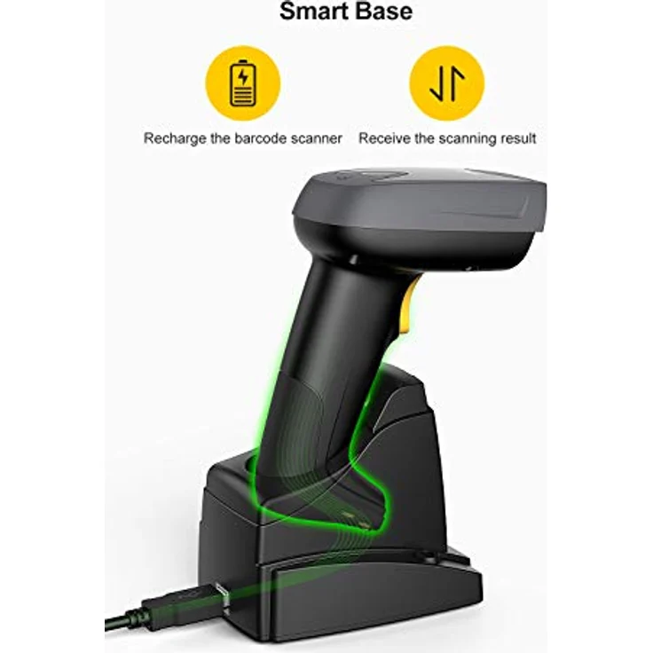 Inateck 2D Barcode Scanner Bluetooth, Wireless QR Code Scanner mit Intelligenter Ladestation, 2D Imager mit 2000 mAh Akku, Bildschirm Scannen Unterstützt, Bcst-52 in Schwarz – Bild 5