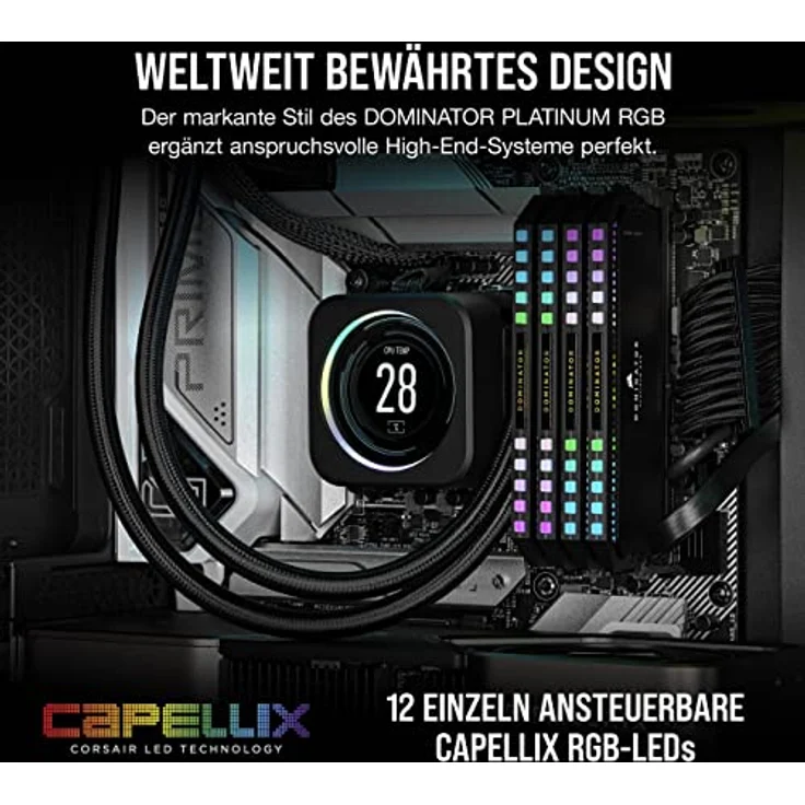 Corsair DOMINATOR PLATINUM RGB DDR5 RAM 32GB (2x16GB) 5200MHz CL40 Intel XMP iCUE Kompatibel Computer Speicher - Schwarz (CMT32GX5M2B5200C40) – Bild 4