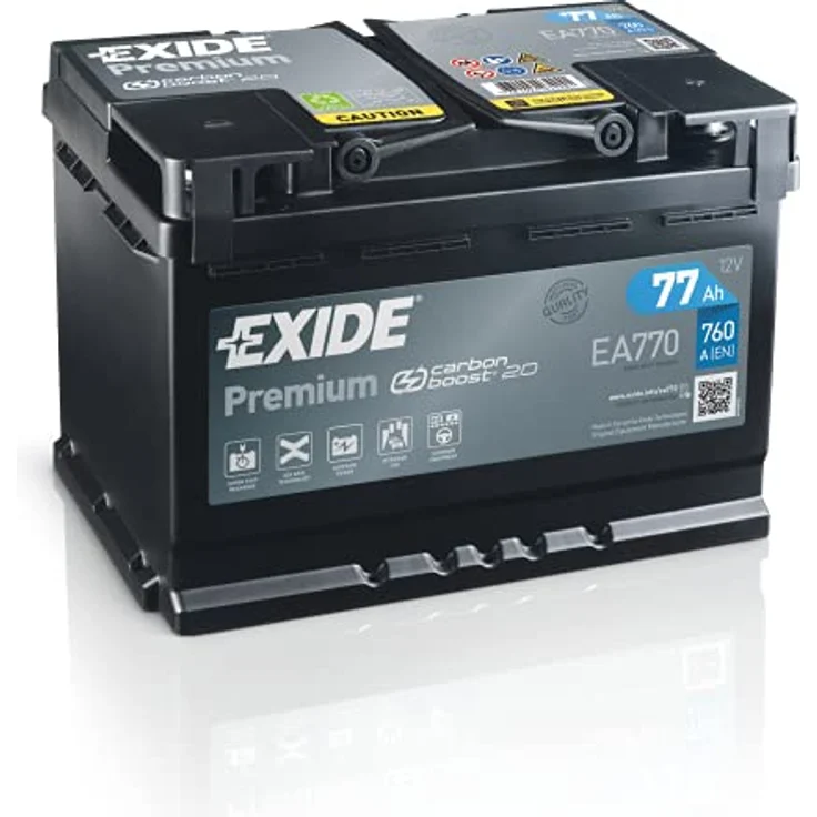 Exide EA770 Premium Carbon Boost, 12V 77Ah 760A Autobatterie für PKW, schwarz, wartungsfrei, hoher Kälteprüfstrom – Bild 1