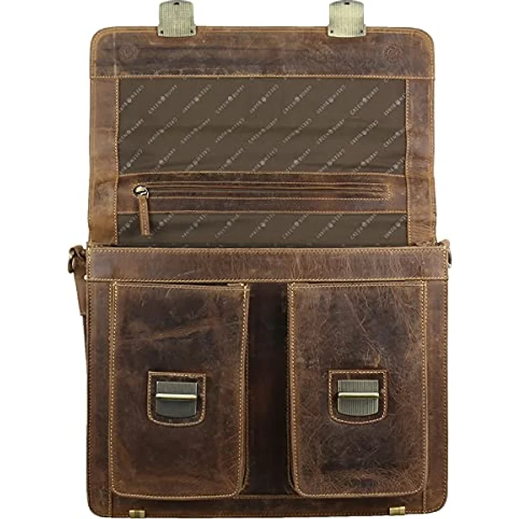 Greenburry Vintage Aktentasche Leder, 40 cm, braun, 100% Leder – Bild 2
