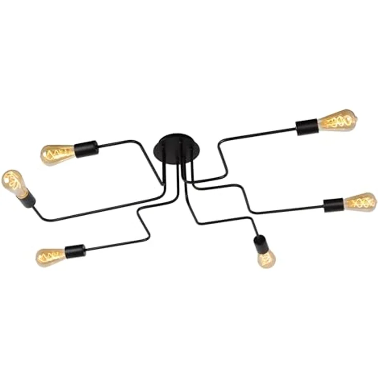 LUCIDE LESTER Deckenleuchte - 6xE27 - Schwarz, Metall, LED-kompatibel, dimmbar – Bild 1