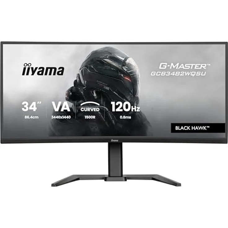 iiyama G-Master Black Hawk GCB3482WQSU-B1, 34" Curved Gaming Monitor mit 1500R, VA-Panel, UWQHD, 120Hz, 0.6ms, HDR400, FreeSync Premium, höhenverstellbar, schwarz – Bild 2