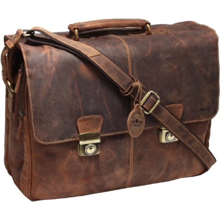 Greenburry Vintage Aktentasche, 100% Leder, 42 cm mit Laptopfach, braun – Bild 3