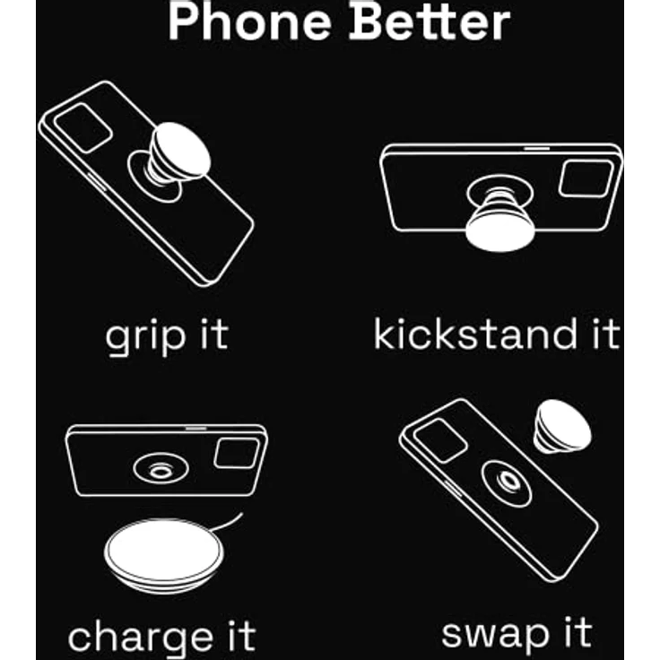 PopSockets PopGrip - Ausziehbarer Sockel und Griff mit einem Austauschbarem Top für Smartphones und Tablets - Enamel Be Happy – Bild 2