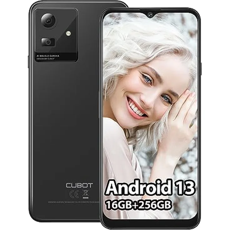 CUBOT Note 50 Smartphone Ohne Vertrag Android 13 Handy Günstig (2023),Octa-Core 16GB RAM/256GB ROM 4G Dual SIM Simlockfreie Handys,6,56" HD+ Display,5200mAh,50MP Kamera,NFC/Fingerabdruck/OTG-Schwarz