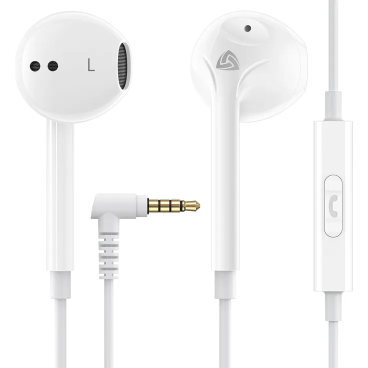 LUDOS Zenith In-Ear Kopfhörer mit Kabel und Mikrofon, klarer Stereosound, bassstark, 3,5 mm Klinke, kompatibel mit iPhone, iPad, Samsung, Laptop