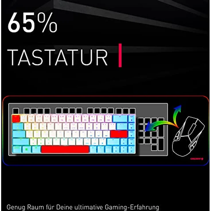 CHERRY MX-LP 2.1 Compact Wireless, kabellose kompakte Gaming-Tastatur mit 69 Tasten, Deutsches Layout (QWERTZ), RGB-Beleuchtung, mechanische MX Low Profile Speed Switches, schwarz – Bild 4
