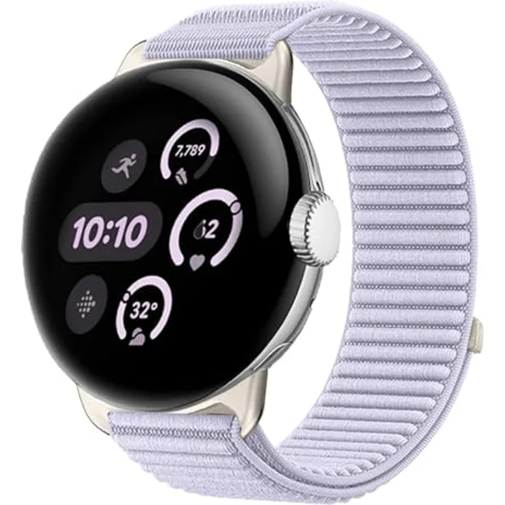 GIOPUEY Geflochtenes Nylon Armband für Google Pixel Watch 4/3/2/1 41mm, Elastisches unisex Ersatzarmband in light purple, Hohe Atmungsaktivität und Komfort – Bild 1