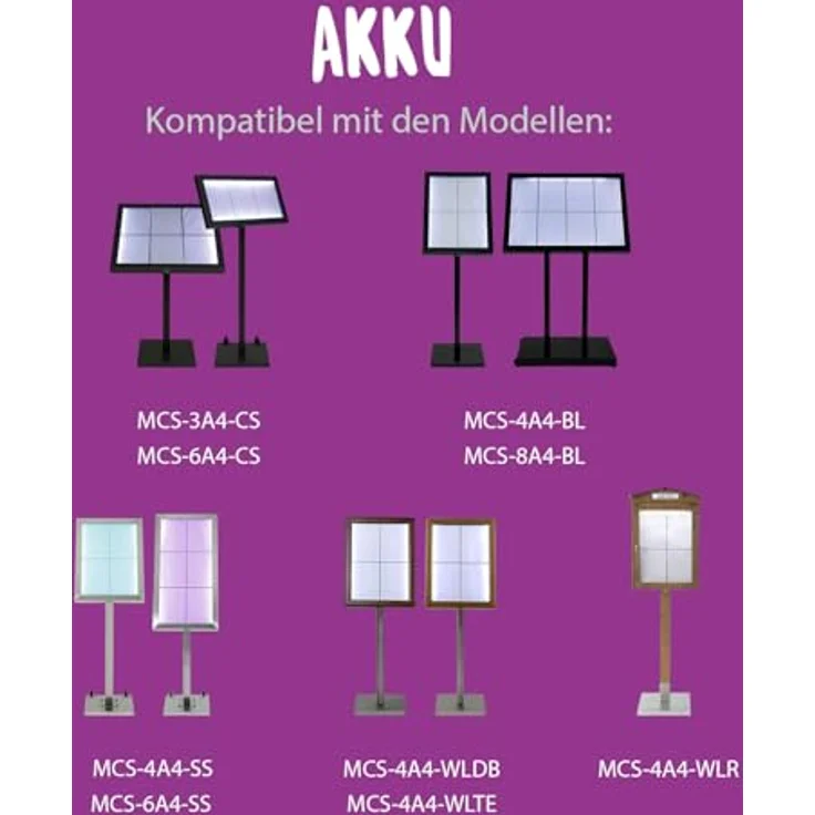 SECURIT Akku für Informationsdisplay mit LED-Beleuchtung, wasserdicht, Betriebsdauer 6 bis 36 Stunden, Schwarz – Bild 3