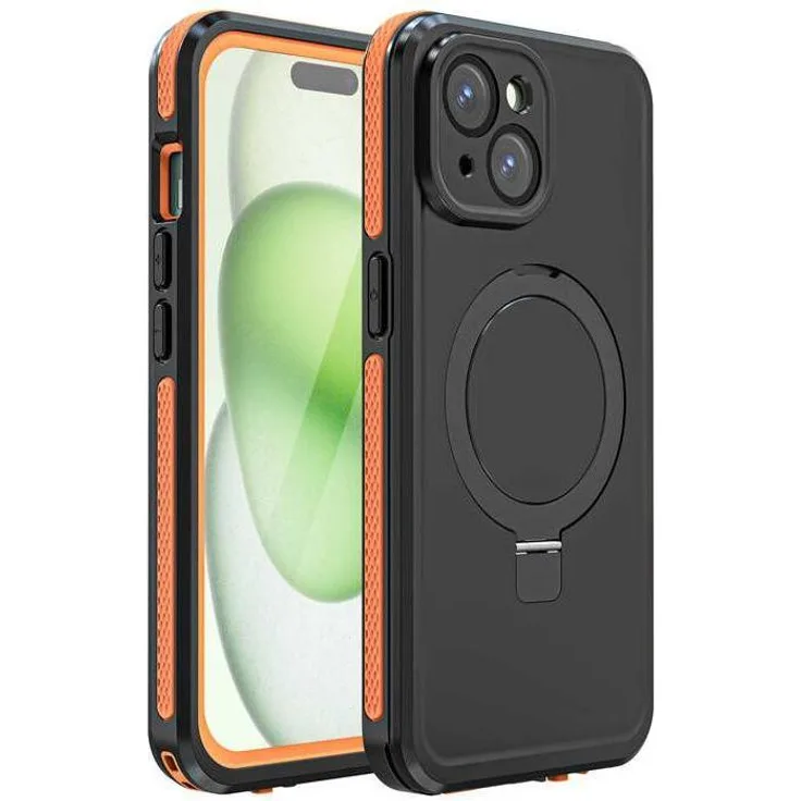 Telesin Waterproof Case für iPhone 15, IP68-zertifizierte Smartphone Hülle mit MagSafe-Unterstützung und berührungsempfindlicher PET-Schutzfolie