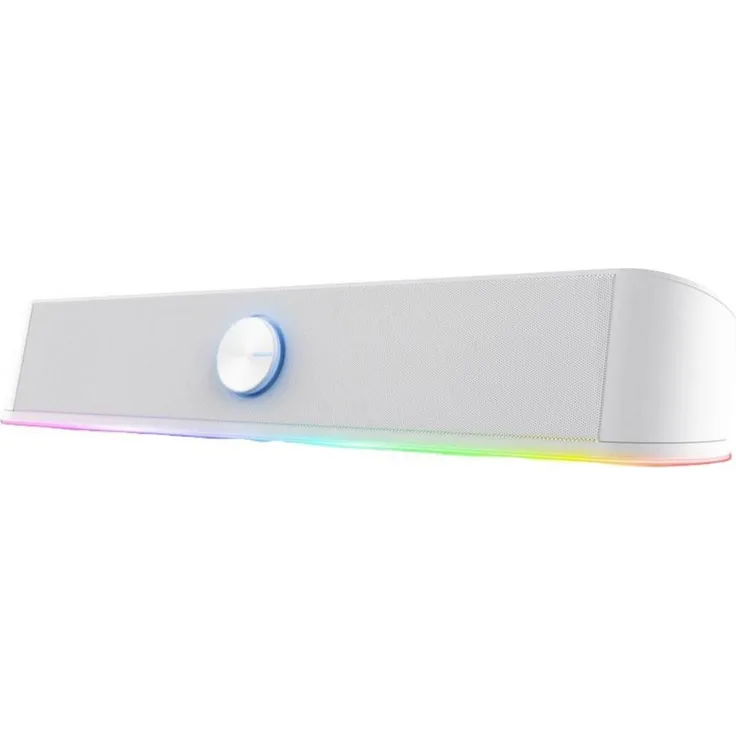 Trust Illuminated Soundbar-White PC-Lautsprecher mit RGB-Beleuchtung und platzsparendem Design