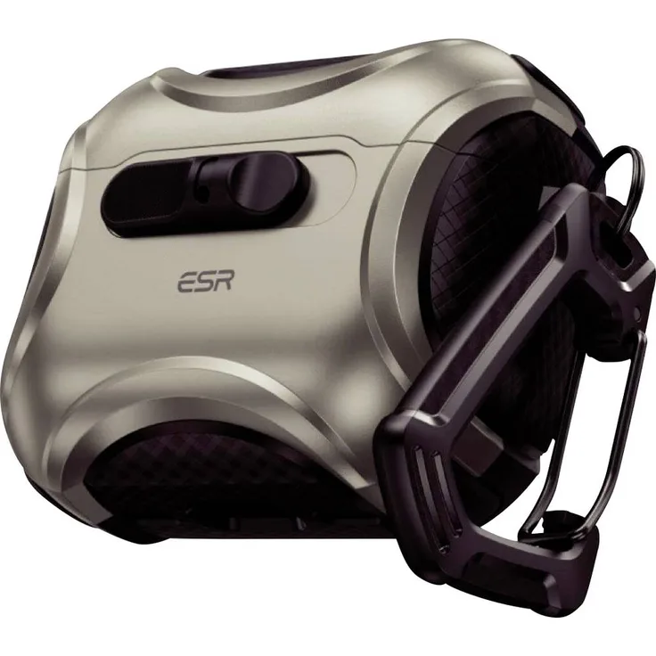 ESR Cyber FlickLock HaloLock Schutzhülle für Ladecase AirPods Pro 3 (2025), Titan, MagSafe-kompatibel, stoßfest mit Karabinerhaken und Sichtbarem Statuslicht