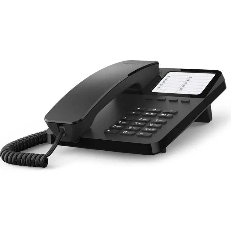 Gigaset Desk 400, Schnurgebundenes Festnetztelefon mit Wandmontage, 10 Kurzwahltasten, schwarz