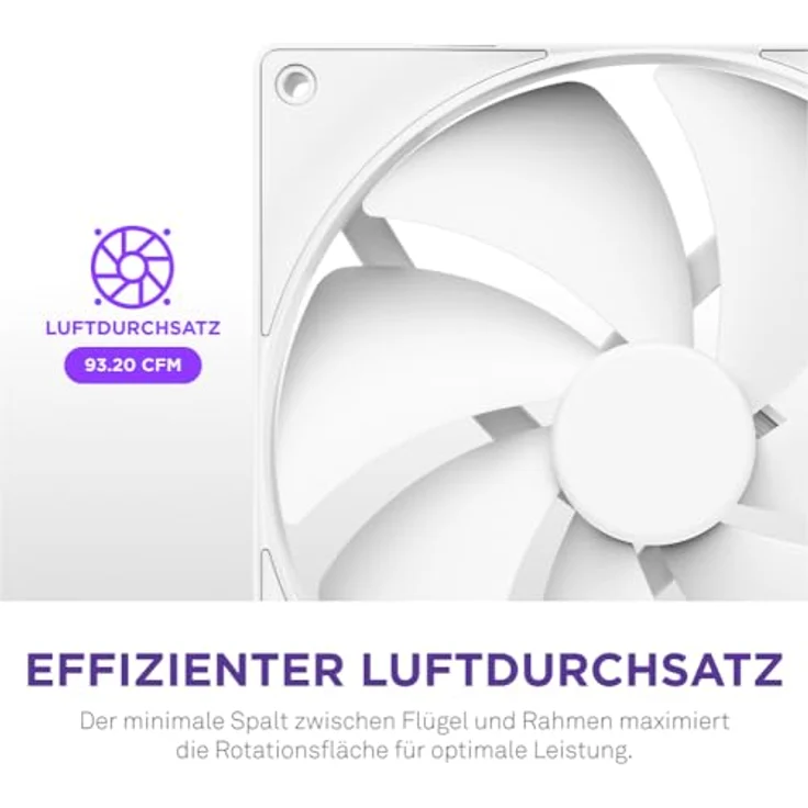 NZXT F140P | 140 mm Gehäusekühler mit statischem Druck | Ideal für Radiatoren und Kühlkörper | Hoher statischer Druck | Hinten abgeschrägter Einlass | Hydrodynamische Gleitlager | PWM | Weiß – Bild 3