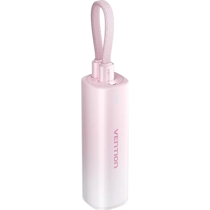 Vention FHWR0 Powerbank 5000mAh, 20W, USB-C auf Lightning Kabel, rosa, kompakt und reisetauglich