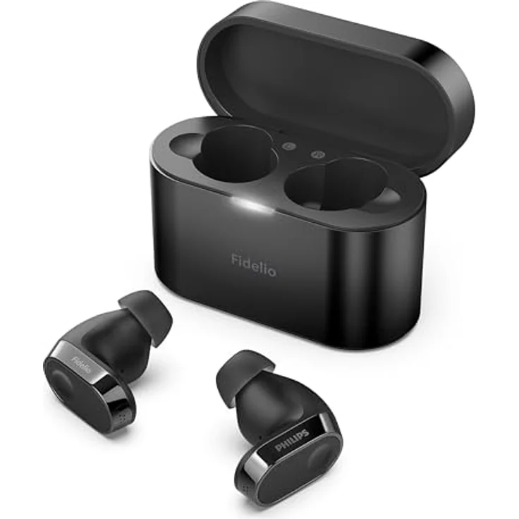 Philips Audio Fidelio T2 Noise Cancelling True Wireless In-Ear Bluetooth Kopfhörer - Hervorragende Gesprächsqualität, kompatibel mit Sprachassistent und bis zu 40 Stunden Musikwiedergabe - Schwarz – Bild 1
