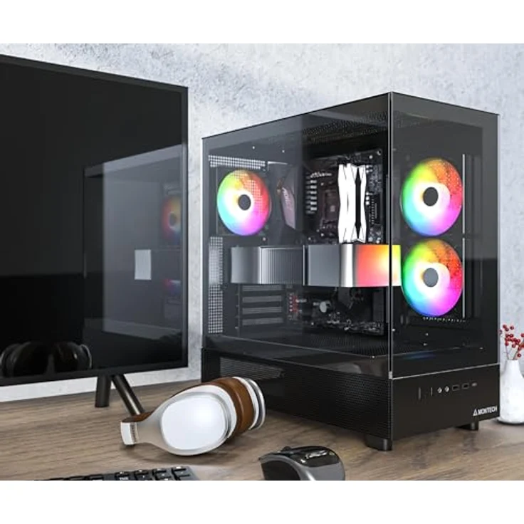 Montech XR Midi-Tower, Tempered Glass - schwarz - Luftiger Midi-Tower mit Mainboard-Support bis ATX – Bild 2