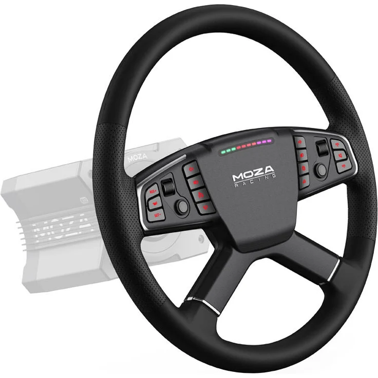 MOZA Racing TSW Truck Wheel Lenkrad, originalgetreuer LKW-Look, Aluminium und Carbon, RGB-LED-Taster, Schnellverschluss