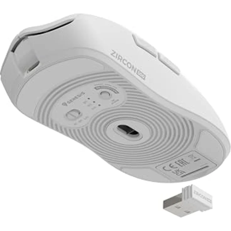 Genesis Zircon 500 (NMG-2114) Kabelgebundene Maus in Weiß, 10000 DPI, RF Wireless + Bluetooth + USB Type-C, 6 Tasten – Bild 2