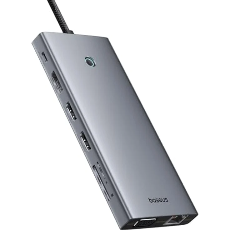 Baseus PortalJoy 13in1 Hub, USB-C auf HDMI, DP, VGA, USB PD, RJ45, SD/TF, 3, grau – Bild 3