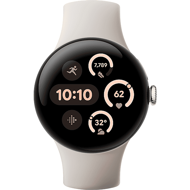 GOOGLE Pixel Watch 3 (LTE) Smartwatch Aluminium Fluorelastomer, 41mm, Porcelain – Bild 1