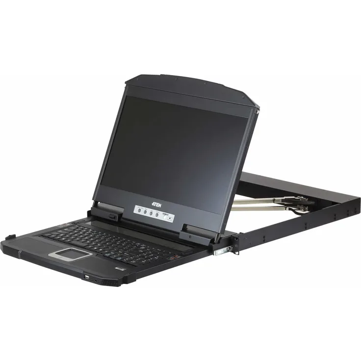 Aten CL3800NW FR Dual-Rail 18,5"-LCD-Konsole, USB HDMI DVI VGA, KVM Switch, Schwarz
