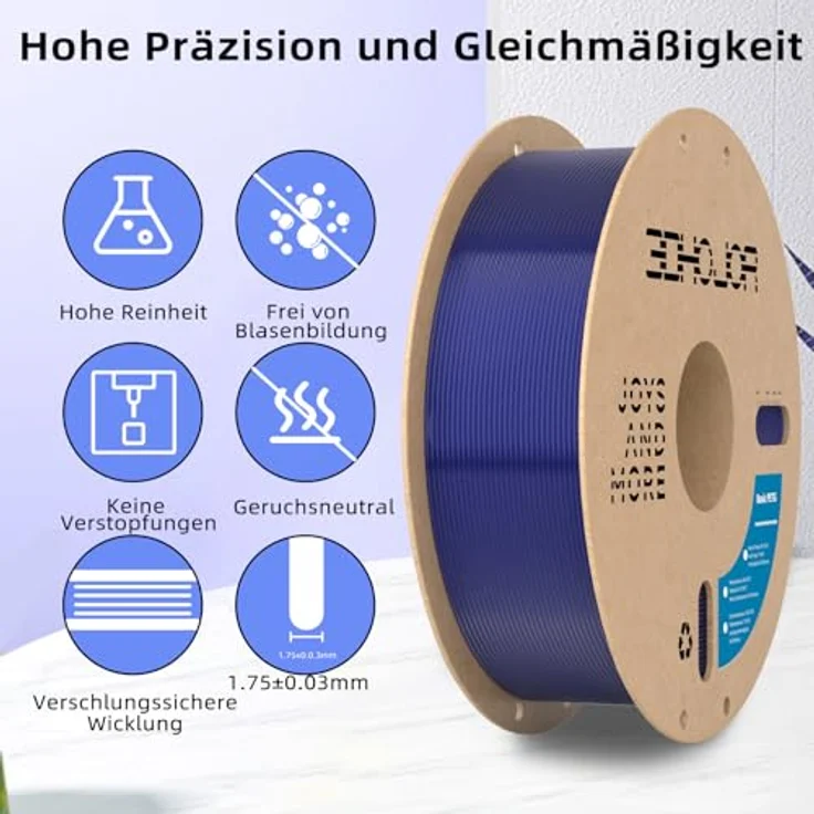 3DHOJOR PETG Filament 1.75mm, transparent, grün, blau, orange, hohe Zähigkeit und Druckstabilität, 1KG*4 – Bild 4