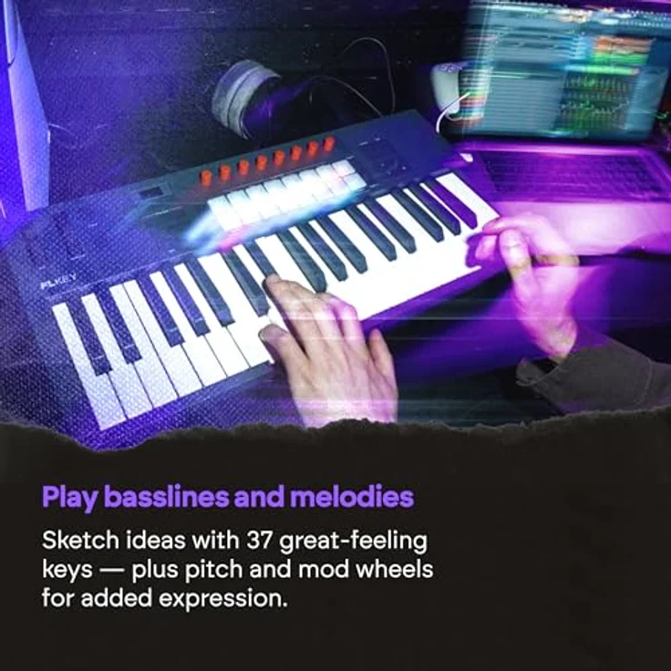 Novation FLkey 2 37, USB MIDI-Keyboard mit 37 Tasten, optimiert für FL Studio, integrierte Scale- und Chord-Modi, Arpeggiator, 16 Pads mit Aftertouch – Bild 7