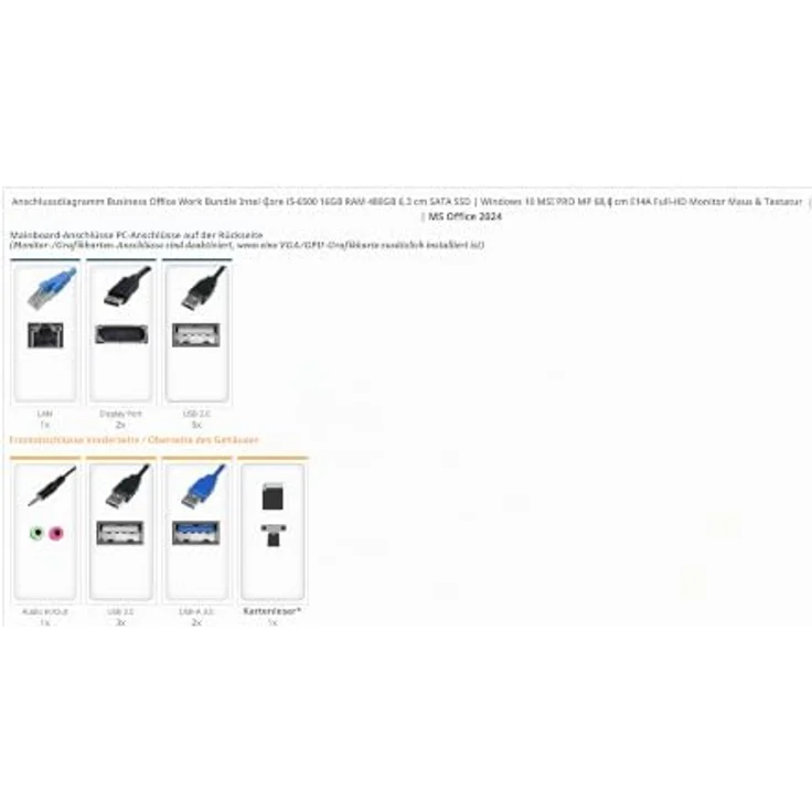 Ankermann Business Office Work Bundle, Intel Core i5-6500, 16GB DDR4, 480GB SSD, Windows 10, MSI PRO MP 27 Zoll E14A Full-HD Monitor, Tastatur & Maus, MS Office 2024 – Bild 2