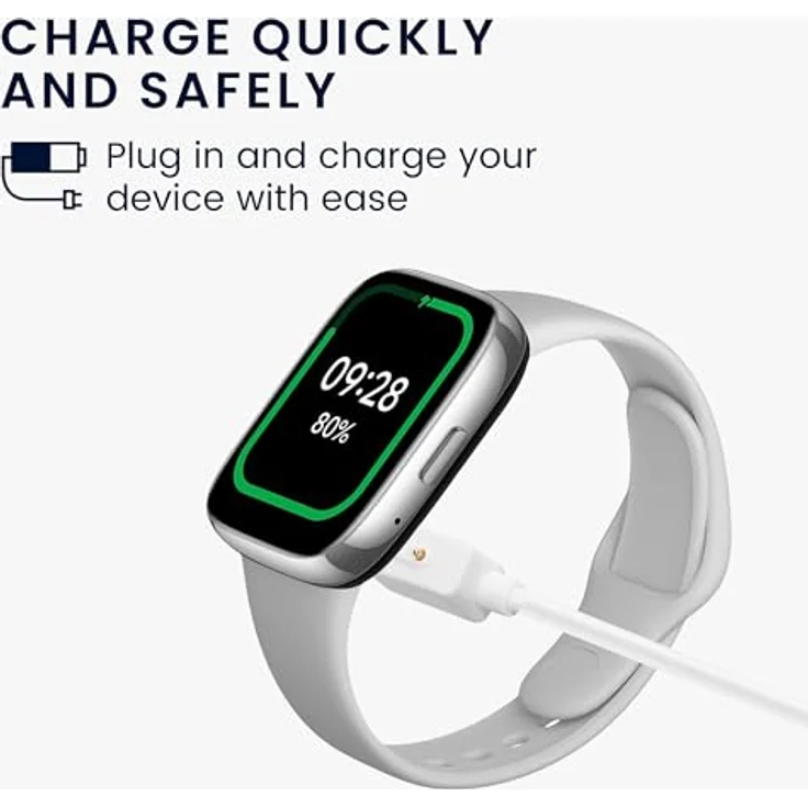kwmobile USB Kabel Charger kompatibel mit Xiaomi Redmi Watch 4 / Watch 3 Active/Watch 3 Lite Ladekabel - Smart Watch Ersatzkabel - Fitnesstracker Aufladekabel in Weiß – Bild 2
