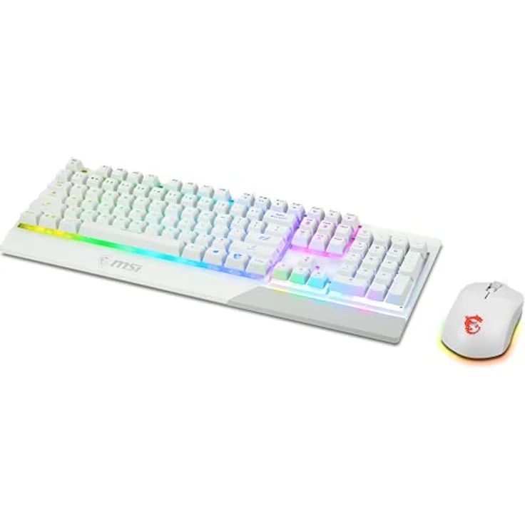 MSI Vigor GK30 Combo IT, Semi Mechanische Gaming-Tastatur + Maus Clutch GM11, RGB Mystic Light, Multimedia-Hotkey, wasserabweisend, italienisches Layout, weiß – Bild 3
