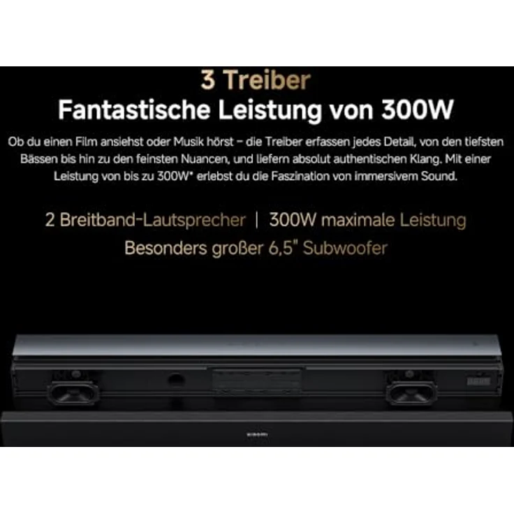 Xiaomi Soundbar Pro NS4-EU, 2.1 Kanal Soundbar mit 300W Leistung, kabellosem Subwoofer und Dolby Audio – Bild 7