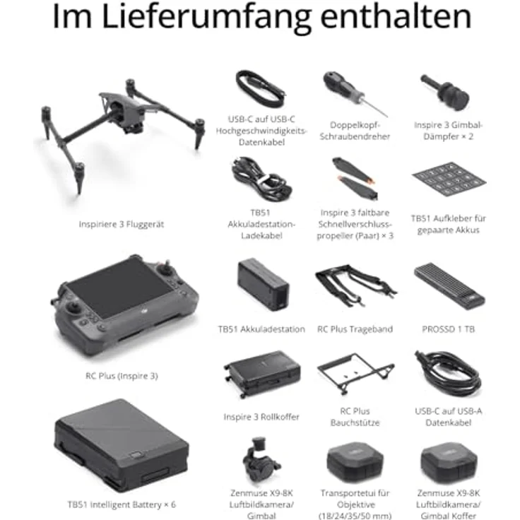DJI Inspire 3 inkl. Smart Controller Industrie Drohne RtF Grau – Bild 5
