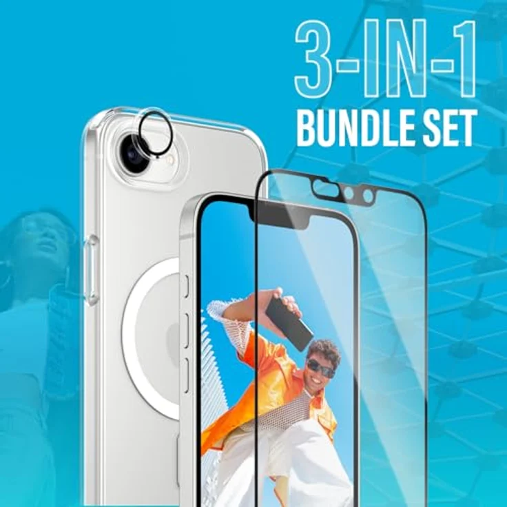 PanzerGlass CARE by 3-in-1 Schutzpaket iPhone 16e (2025) Hülle + Hoops Kameraobjektiv Displayschutzfolie, Transparentgehärtetes Glas, Militärischer Fallschutz – Bild 2