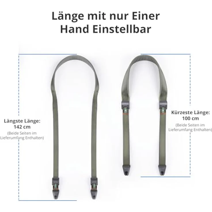 PGYTECH Kamera Schultergurt Breit, verstellbar 110-152 cm mit Schnellverschluss, Nackengurt für DSLR/SLR, Nachtschwarz – Bild 5
