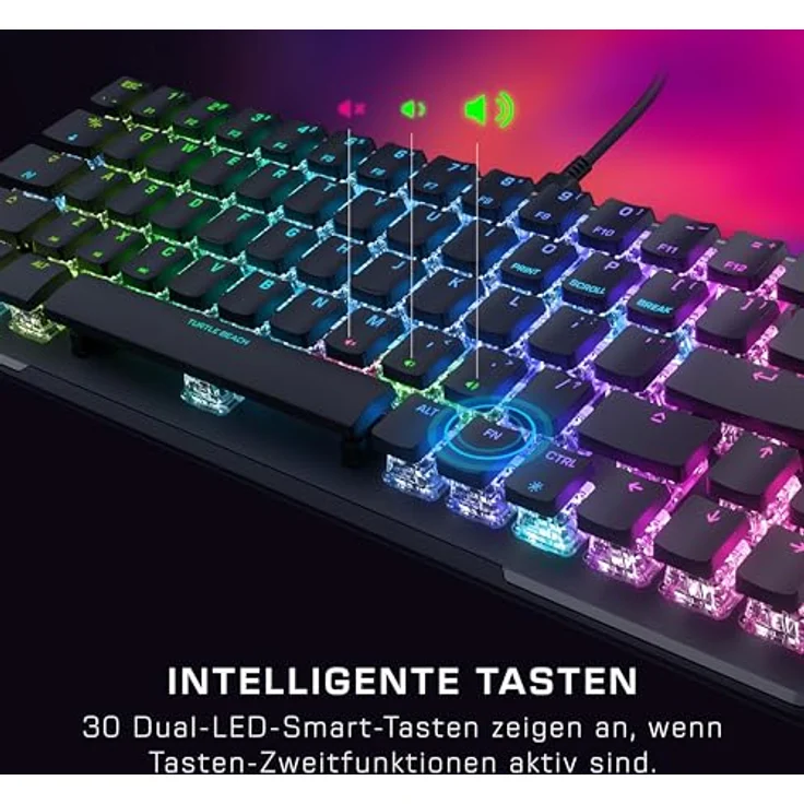 Turtle Beach Vulcan II Mini – 65% optisch-mechanische Gaming-Tastatur mit anpassbarer RGB-Beleuchtung, Aluminiumplatte, Schwarz – Bild 4