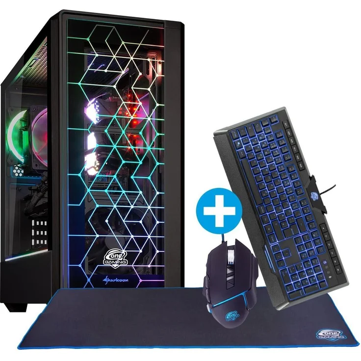 One Gaming PC Ultra AN14, Gaming Desktop-PC mit AMD Ryzen 5 7600, GeForce RTX 3060 Ti, 512 GB SSD, 16 GB RAM, Schwarz