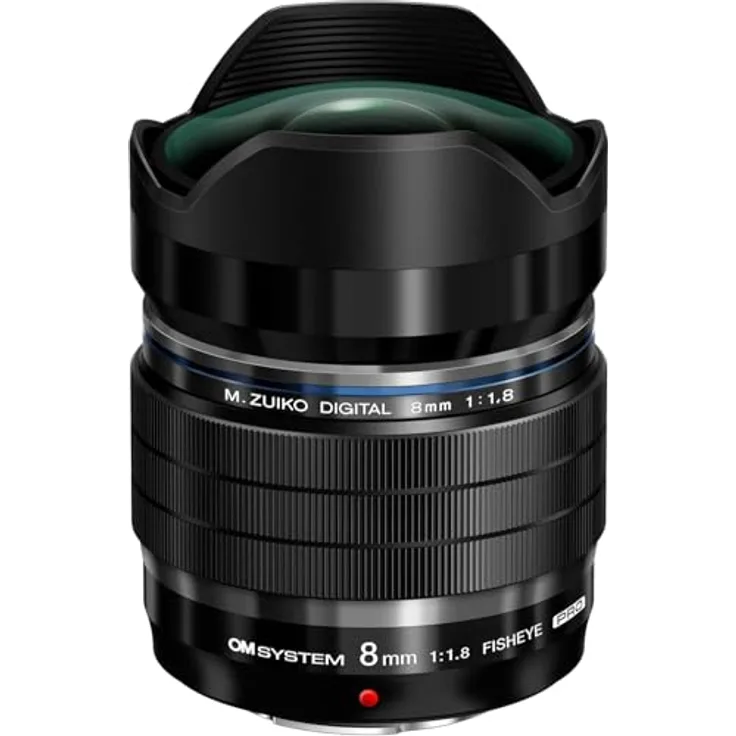 OM SYSTEM M.Zuiko Digital ED 8mm F1.8 PRO, lichtstarkes Fish-Eye Objektiv für MFT-Kameras, spritzwasser- und frostgeschützt, schwarz