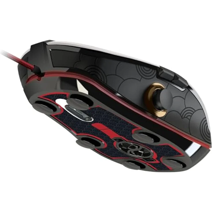 Lexip X UBISOFT Assassins Creed Shadows Mouse, Kabelgebundene Gaming-Maus mit Daumenjoystick, Weiss, Rot, Gold, Schwarz – Bild 3